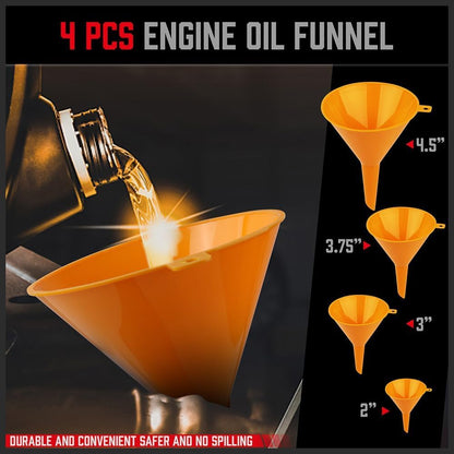 18-Piece Engine Oil Funnel Kit, 1.59QT/1.5L Automotive Oil Funnel Set with 12 Adapters, Elbow Fitting, Arrow Screen and Magnetic Storage Hooks Tray, Compatible with GM, Ford, BMW, Audi, Land Rover Etc