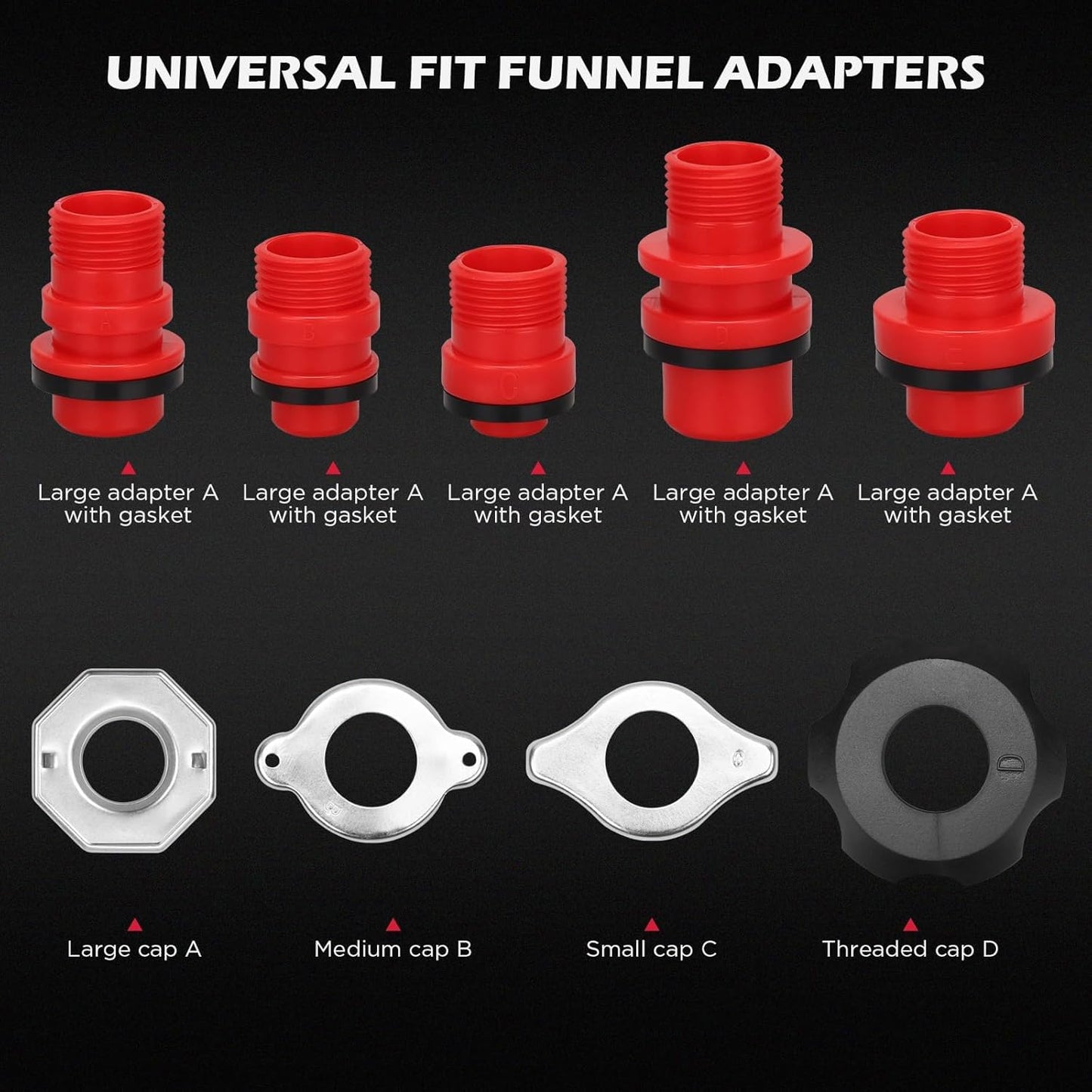 18-Piece Engine Oil Funnel Kit, 1.59QT/1.5L Automotive Oil Funnel Set with 12 Adapters, Elbow Fitting, Arrow Screen and Magnetic Storage Hooks Tray, Compatible with GM, Ford, BMW, Audi, Land Rover Etc