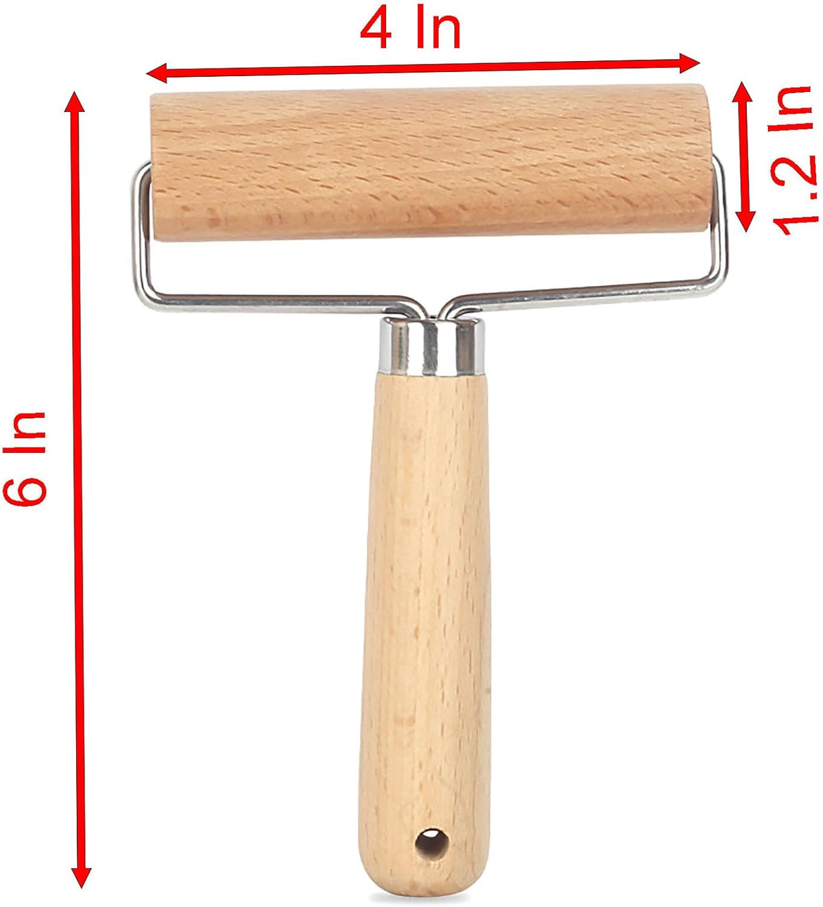 Roller Rolling Pin, 4 Inch Wood Rolling Pin for Kneading the Dough of Baking Bread, Pizza, Cookie, Noodles (M)