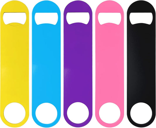 5 Pack Stainless Steel Colorful Beer Bottle Opener Set, 7 Inch, Large Colorful Design