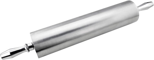 13 Inch Aluminum Rolling Pin, Extra Heavy Duty Restaurant Grade Dough Roller with Rotating Barrel and Handles, Silver