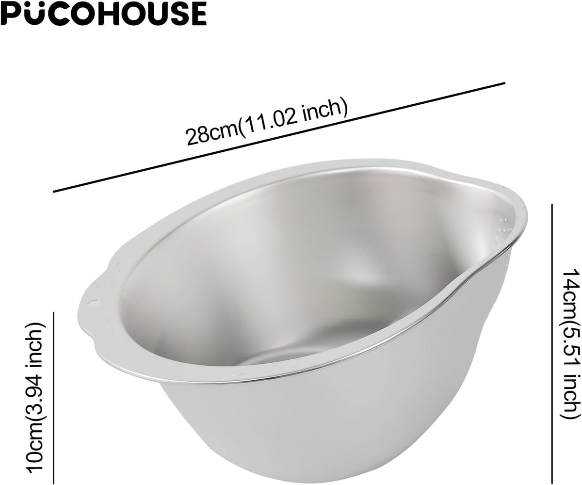 Rice Washer Strainer Bowl- 4-in-1 Washing Bowl for Quinoa,Stainless Steel Rinser With Side Drainers Small Colander for Cleaning Fruits, Vegetables, and Beans - Versatile Kitchen Tool