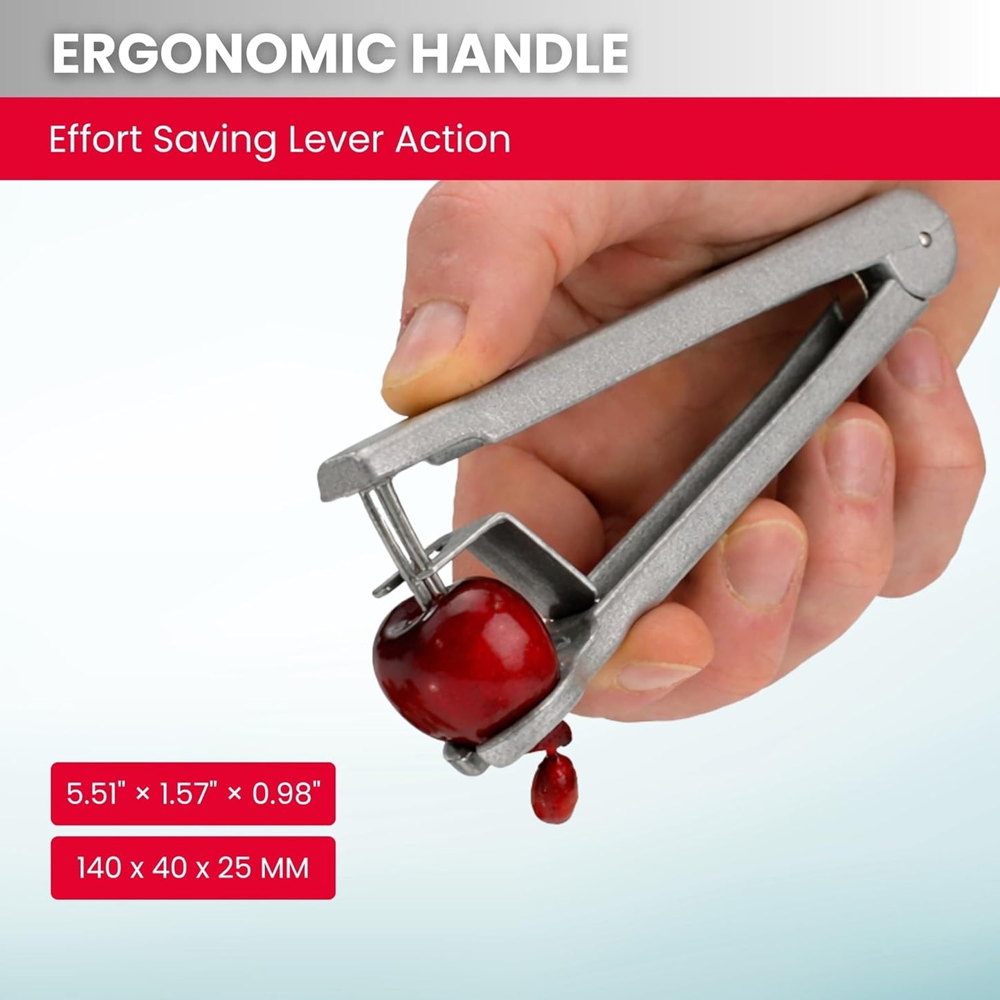 Cherry Pitter Tool “Kernex” - Heavy-Duty Cast Aluminum Pit Remover & Olive Pitter, German Ergonomic Seed Remover