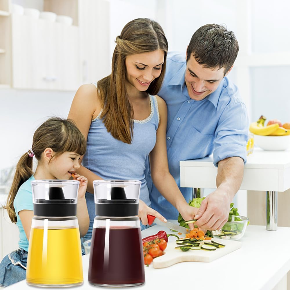 Outdoor Oil Dispenser Bottle for Camping, 160 ml/5.4 oz Glass Olive Oil and Vinegar Cruet, Leak-proof Well Sealed for Picnic Kitchen, 2 Pack