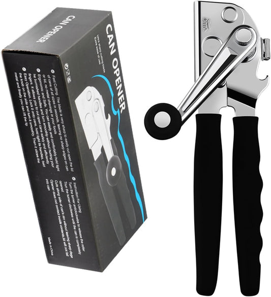 Commercial Can Opener, Heavy Duty Can Opener Manual with Magnet | Ergonomic Can Opener with 360 rotating Knob, Smooth Edge Side Cut, Effortless Handheld Tool for Seniors, Large Cans, Kitchens