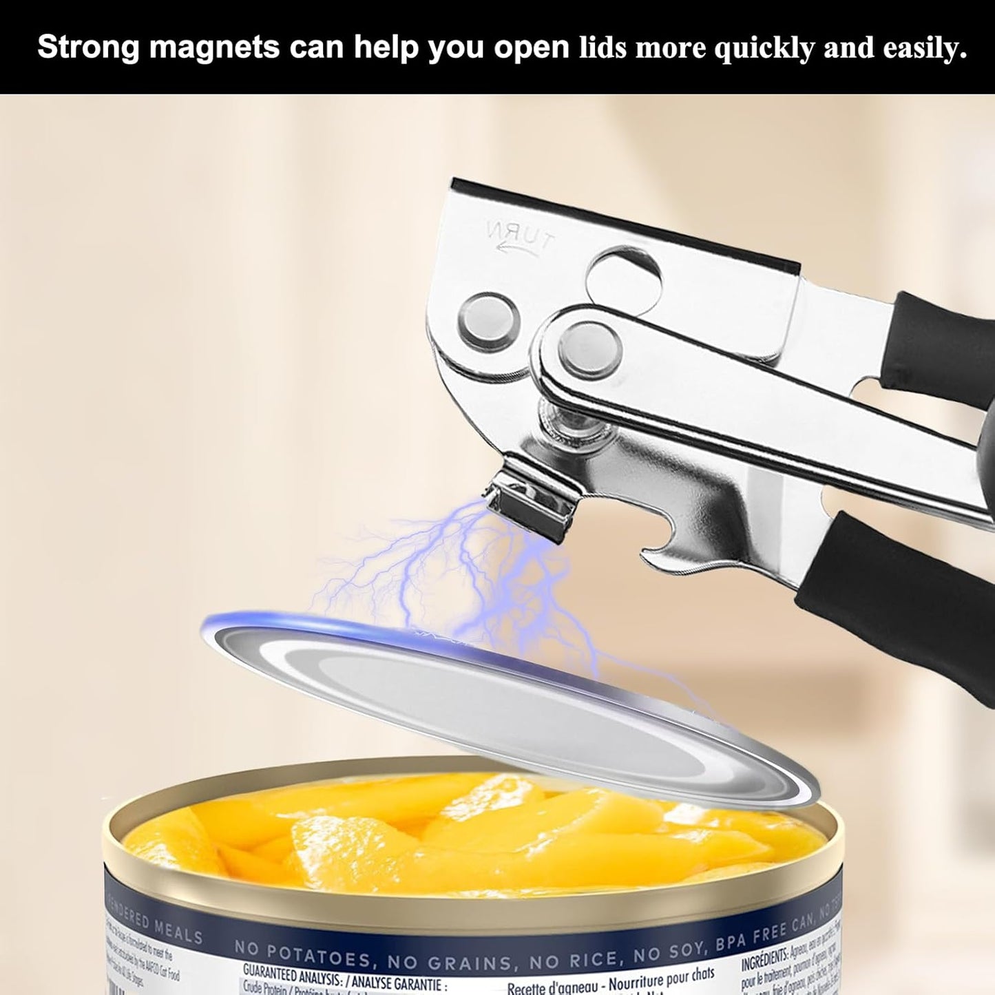 Commercial Can Opener, Heavy Duty Can Opener Manual with Magnet | Ergonomic Can Opener with 360 rotating Knob, Smooth Edge Side Cut, Effortless Handheld Tool for Seniors, Large Cans, Kitchens