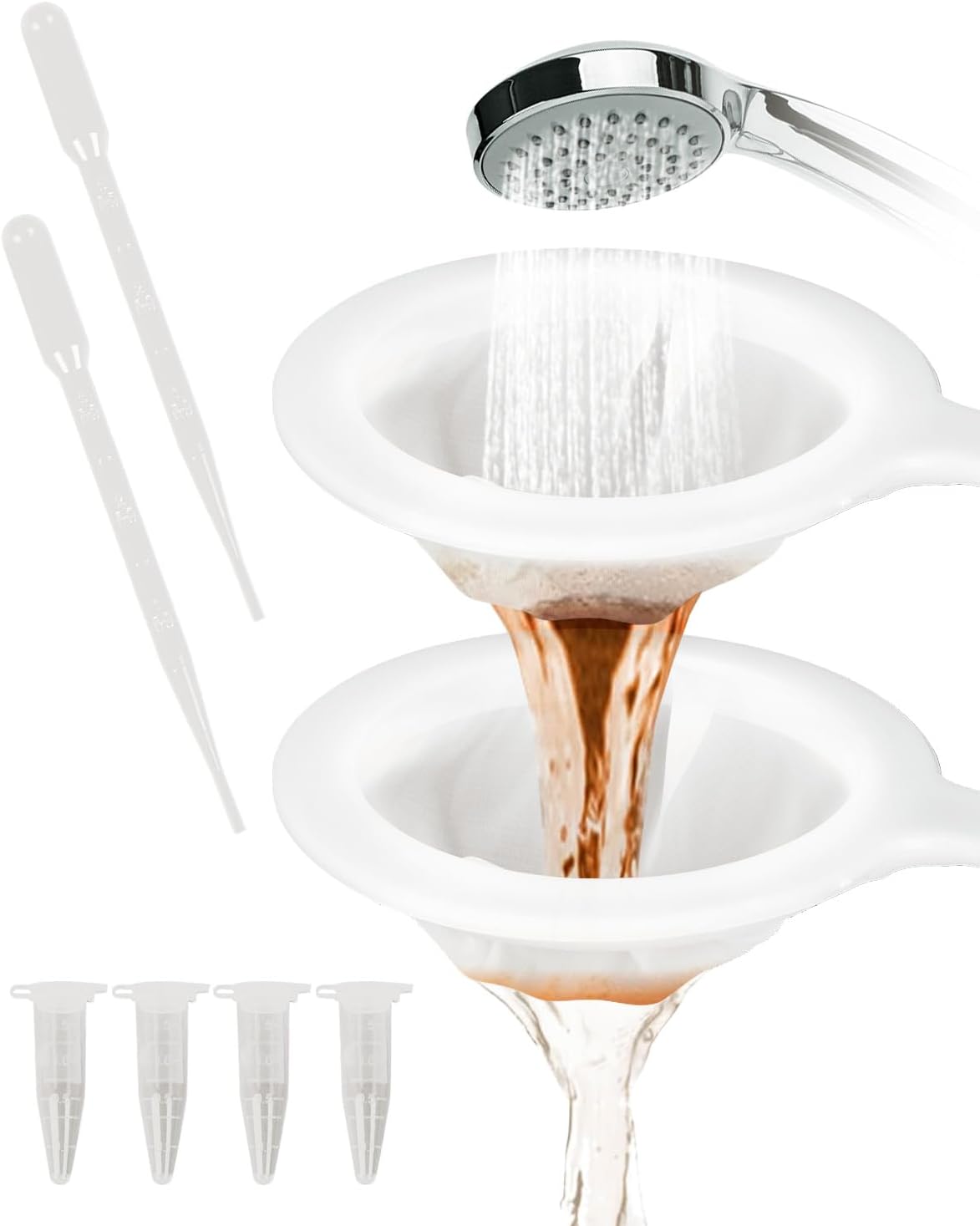 Brine Shrimp Net Kit- 80 & 200 Mesh Sieve for Hatchery, Fine Artemia with 2 Pipettes and 5 Storage Tubes, Dense Mesh Collecting Net with Handle