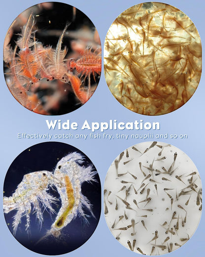 Brine Shrimp Net Kit- 80 & 200 Mesh Sieve for Hatchery, Fine Artemia with 2 Pipettes and 5 Storage Tubes, Dense Mesh Collecting Net with Handle