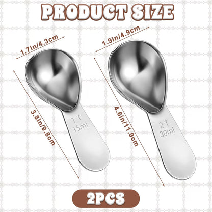 2pcs Coffee Scoop for Ground Coffee 2 Tablespoon Scoop 30ml | Stainless Steel Coffees Scoops Measuring Spoon, Dishwasher Safe Short Handle Scooper for Canisters Coffees Tea, Sugar, Flour