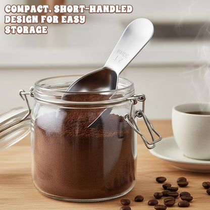 2pcs Coffee Scoop for Ground Coffee 2 Tablespoon Scoop 30ml | Stainless Steel Coffees Scoops Measuring Spoon, Dishwasher Safe Short Handle Scooper for Canisters Coffees Tea, Sugar, Flour