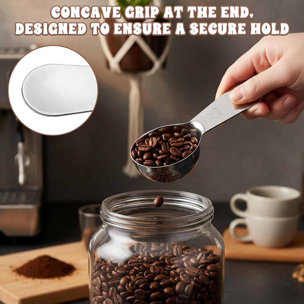 2pcs Coffee Scoop for Ground Coffee 2 Tablespoon Scoop 30ml | Stainless Steel Coffees Scoops Measuring Spoon, Dishwasher Safe Short Handle Scooper for Canisters Coffees Tea, Sugar, Flour