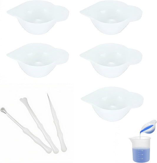 5Pcs Resin Mixing Cups Silicone Mini Measuring Bowl Set Pouring Tools and Accessories for DIY Epoxy Craft Small Silicone Cup Dispenser with Spoon and Glue Stick for Resin Art Supplies