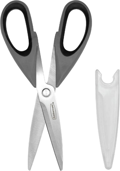Kitchen Scissors All Purpose Heavy Duty, Stainless Steel Kitchen Shears with Protective Sheath, Dishwasher Safe Kitchen Scissors for Food, Meat, Poultry & Herbs, Comfort Grip, Black