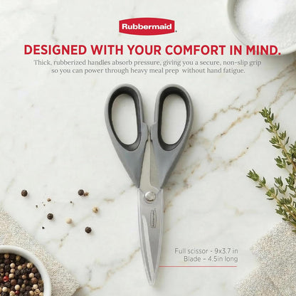Kitchen Scissors All Purpose Heavy Duty, Stainless Steel Kitchen Shears with Protective Sheath, Dishwasher Safe Kitchen Scissors for Food, Meat, Poultry & Herbs, Comfort Grip, Black