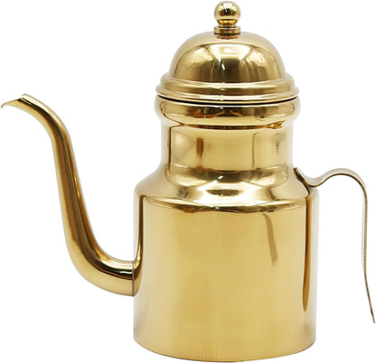 15oz Oil Dispenser， Stainless Olive Oil Dispenser,Vinegar Dispenser with Non-Slip Handle, Olive Oil Can for Kitchen Cooking Restaurant BBQ (Gold)