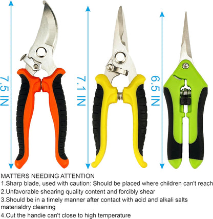 Pruning Shears, 5 Pack Garden Shears with Gardening gloves, Clippers Handheld, Stainless Steel Garden Snips, Pruners for Gardening