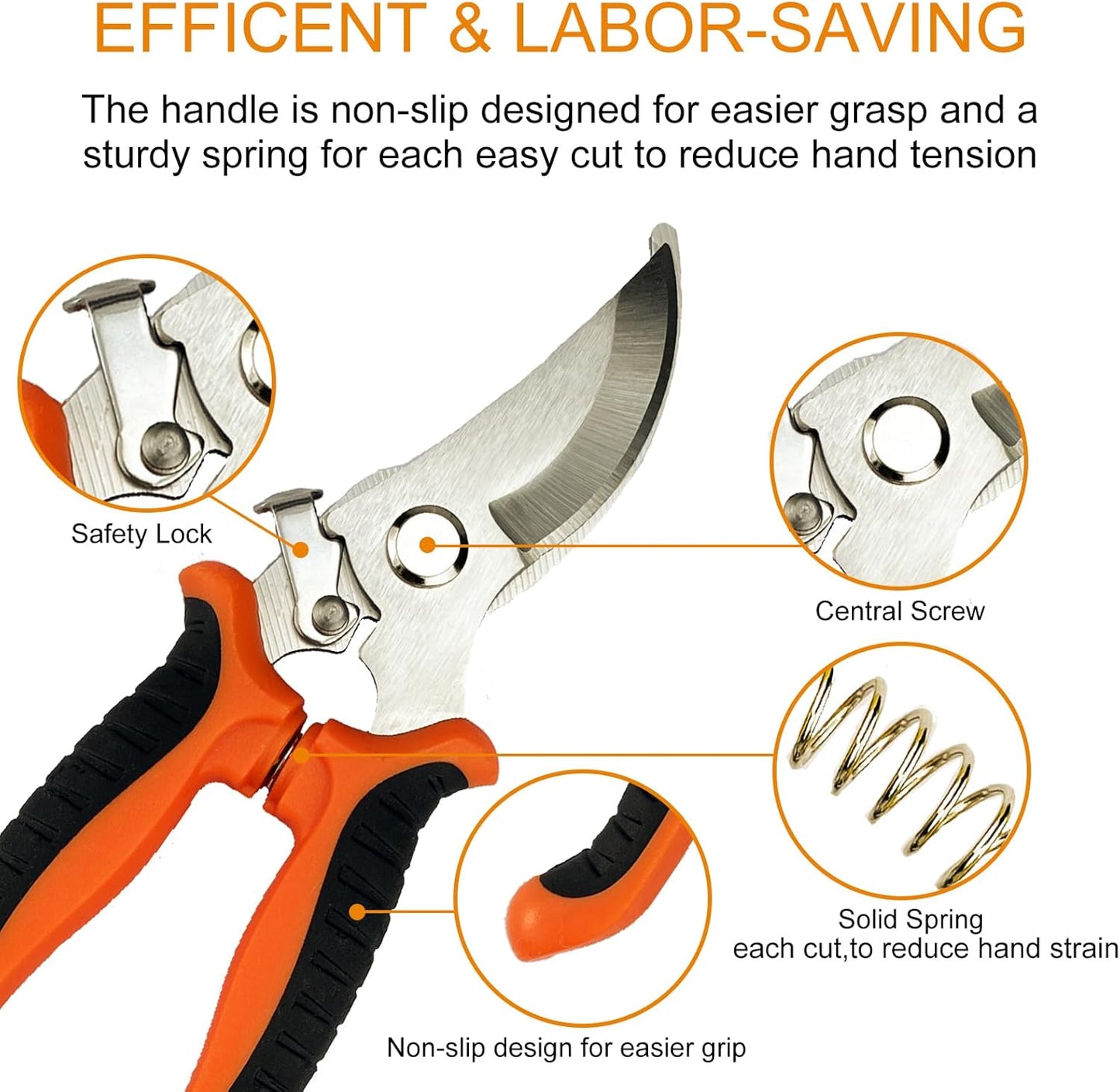 Pruning Shears, 5 Pack Garden Shears with Gardening gloves, Clippers Handheld, Stainless Steel Garden Snips, Pruners for Gardening