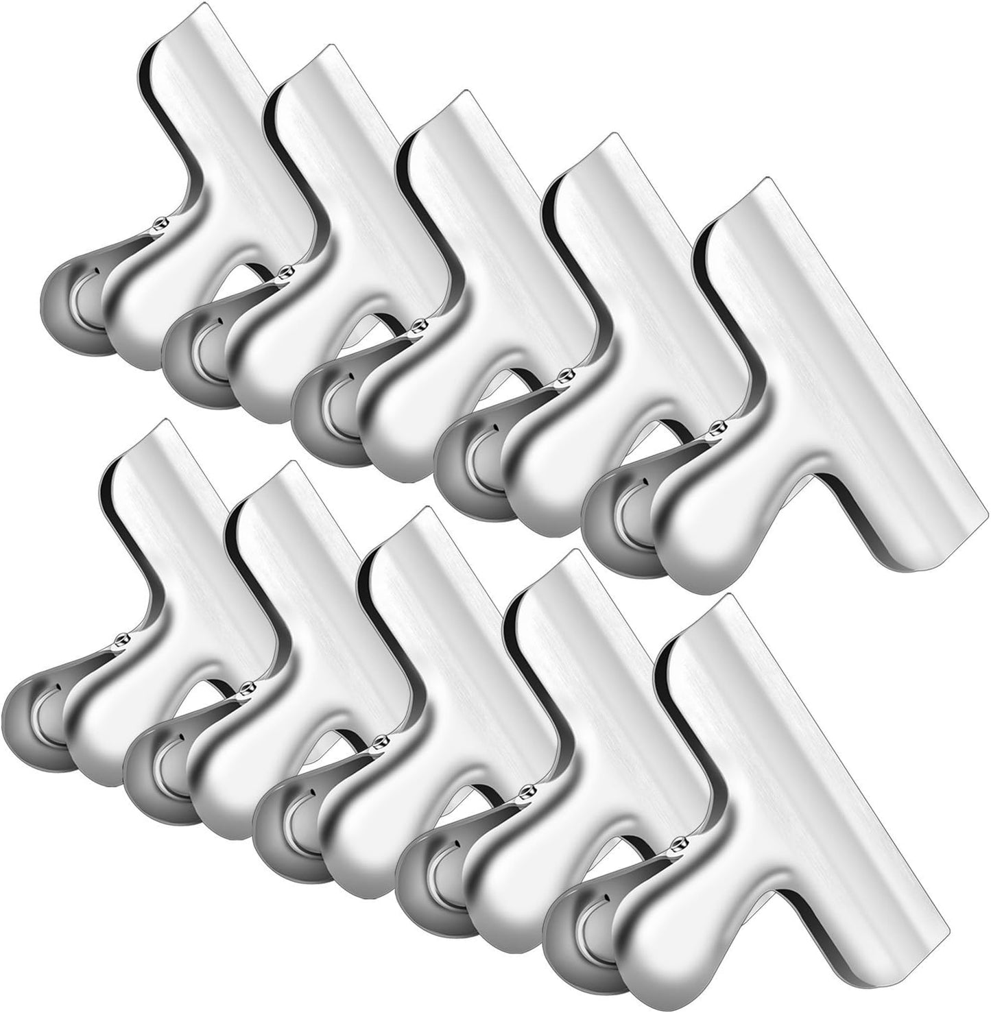 10PCS Wide Metal Chip Clips 3 Inch, Snack Food Bag Sealing Clips, Stainless Steel Paper Clamps Heavy Duty for Kitchen Food Packages and Office