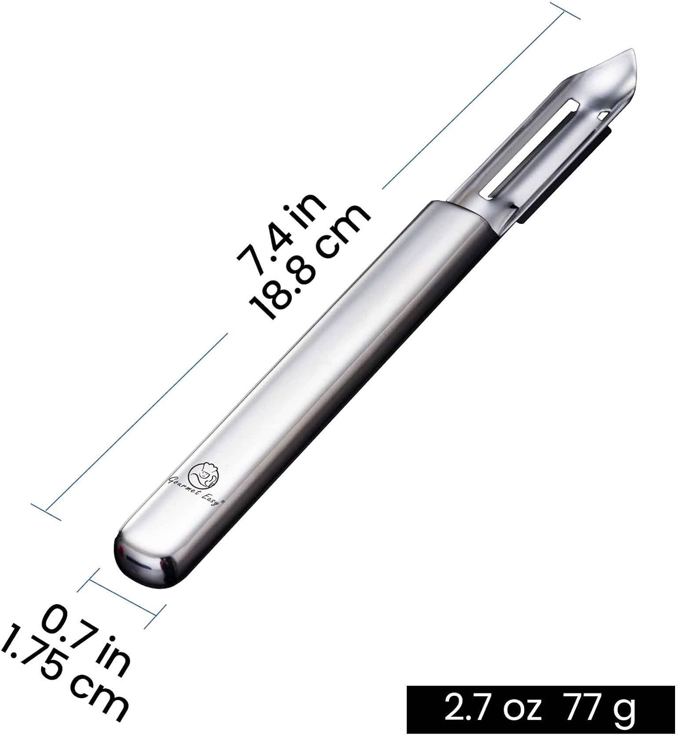 Stainless Steel Vegetable Peeler, Ultra Sharp Dual Blades | Peels in Both Directions for Left- and Right-Handed Use, Seamless No Trapped Water, Dishwasher Safe, 5-Year Warranty