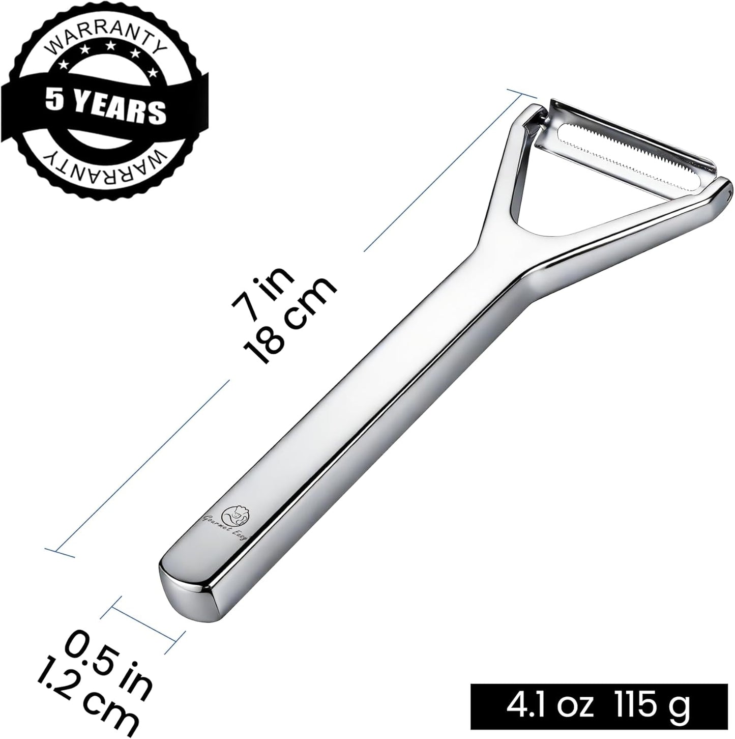 Stainless Steel Vegetable Peeler, Ultra Sharp Dual Blades | Peels in Both Directions for Left- and Right-Handed Use, Seamless No Trapped Water, Dishwasher Safe, 5-Year Warranty