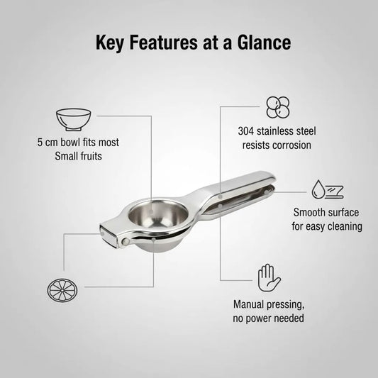 0019 Stainless Steel Manual Citrus Juicer – 5 cm Lemon Squeezer – Portable & Easy to Clean