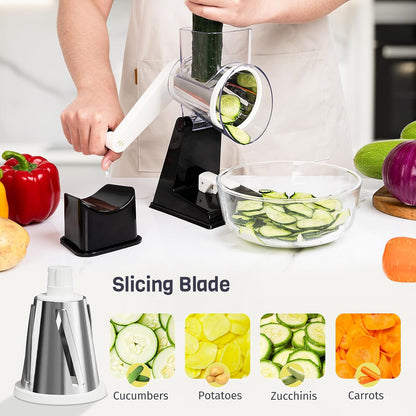 Upgraded Rotary Cheese Grater, Hand Crank Shredder Slicer, Black
