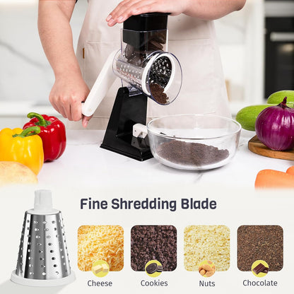 Upgraded Rotary Cheese Grater, Hand Crank Shredder Slicer, Black