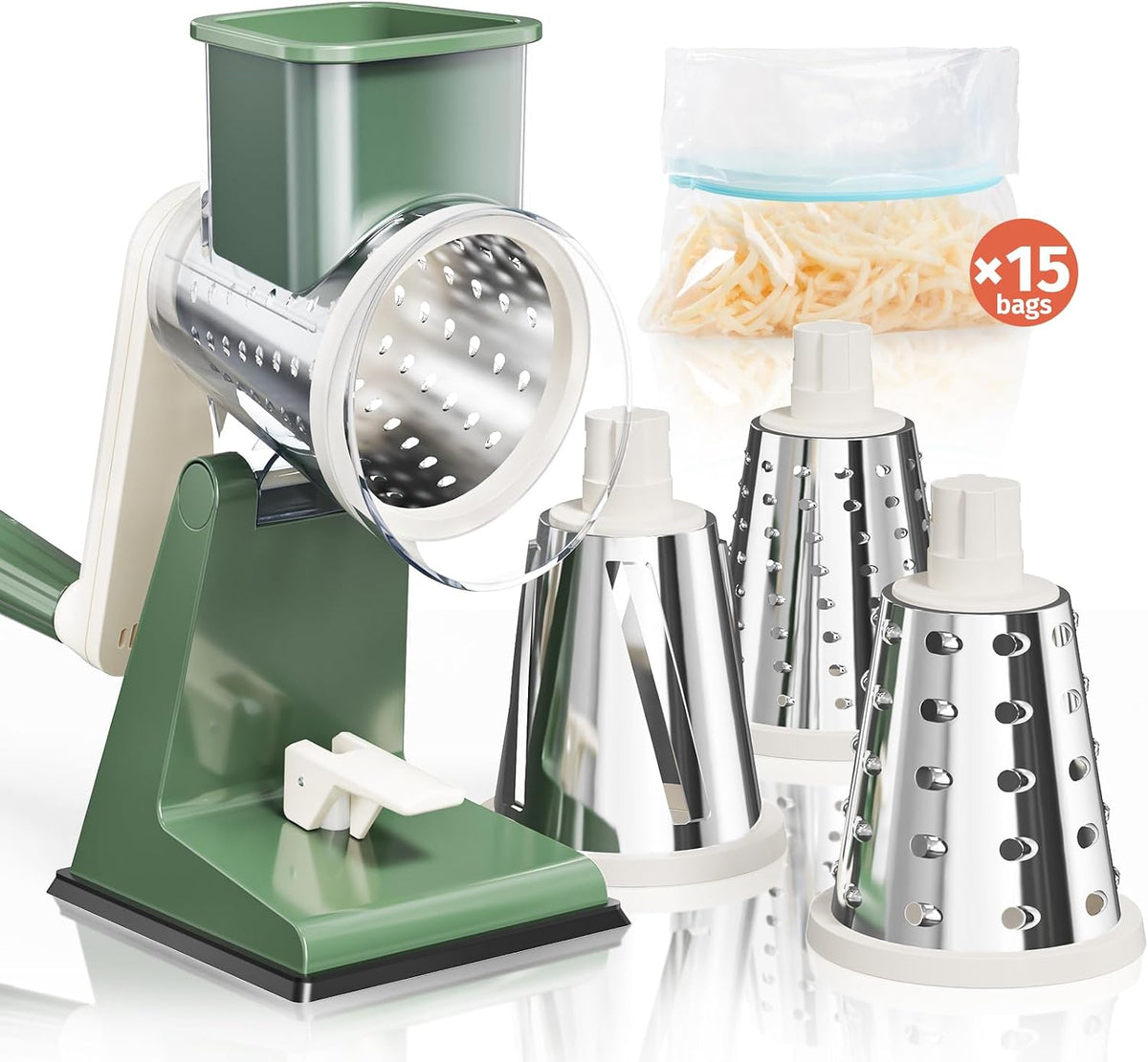Upgraded Rotary Cheese Grater, Hand Crank Shredder Slicer, Black