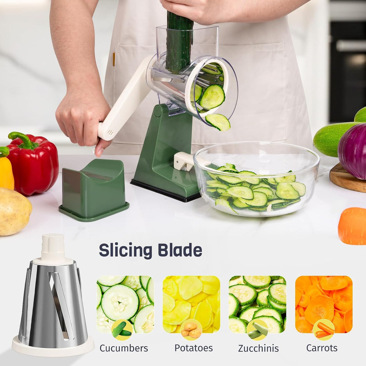 Upgraded Rotary Cheese Grater, Hand Crank Shredder Slicer, Black