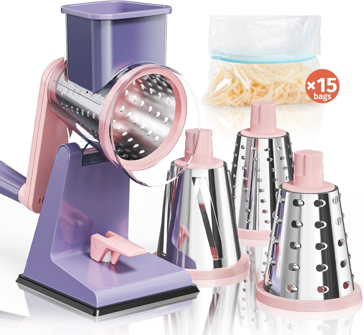 Upgraded Rotary Cheese Grater, Hand Crank Shredder Slicer, Black