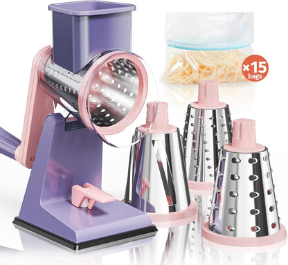 Upgraded Rotary Cheese Grater, Hand Crank Shredder Slicer, Black