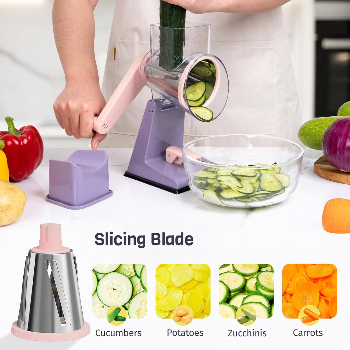 Upgraded Rotary Cheese Grater, Hand Crank Shredder Slicer, Black
