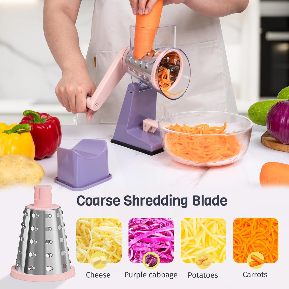 Upgraded Rotary Cheese Grater, Hand Crank Shredder Slicer, Black