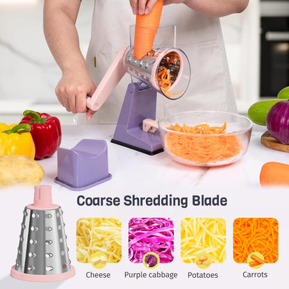 Upgraded Rotary Cheese Grater, Hand Crank Shredder Slicer, Black