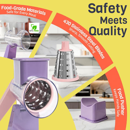 Upgraded Rotary Cheese Grater, Hand Crank Shredder Slicer, Black