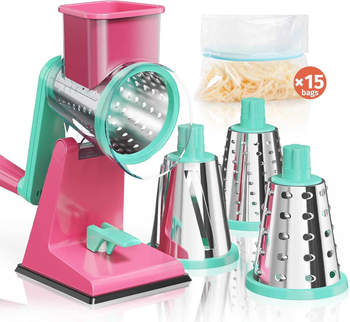 Upgraded Rotary Cheese Grater, Hand Crank Shredder Slicer, Black