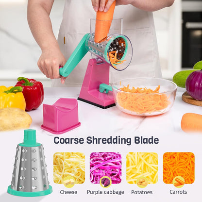 Upgraded Rotary Cheese Grater, Hand Crank Shredder Slicer, Black