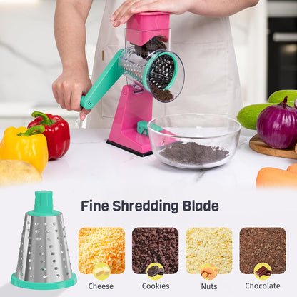 Upgraded Rotary Cheese Grater, Hand Crank Shredder Slicer, Black