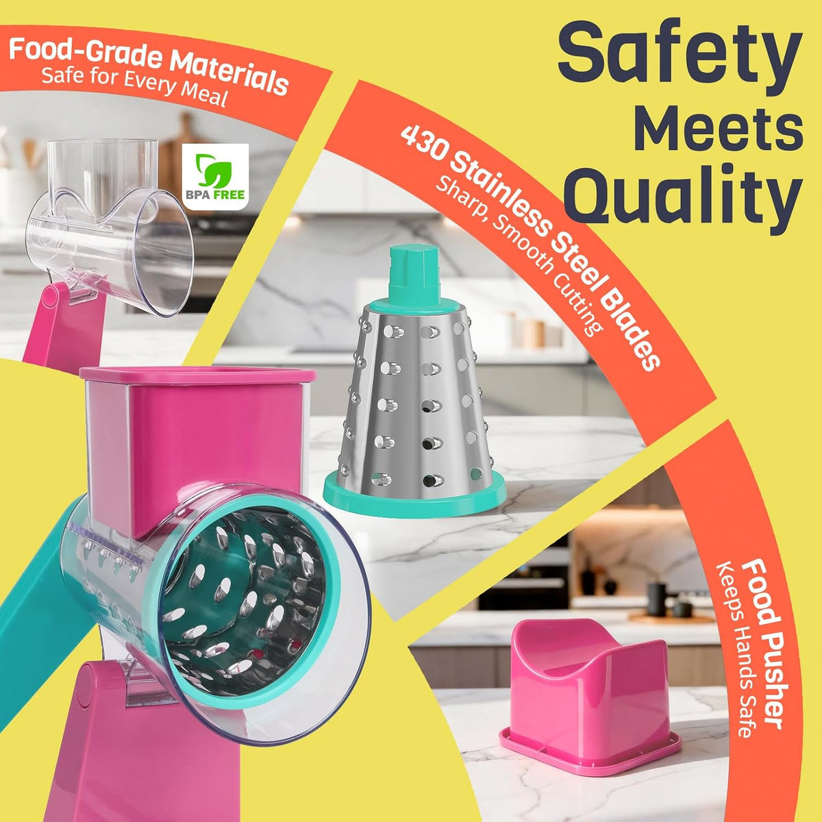 Upgraded Rotary Cheese Grater, Hand Crank Shredder Slicer, Black