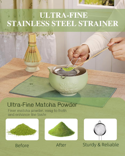 ZENS Premium Matcha Whisk Set, Matcha Kit for Matcha Latte, Green