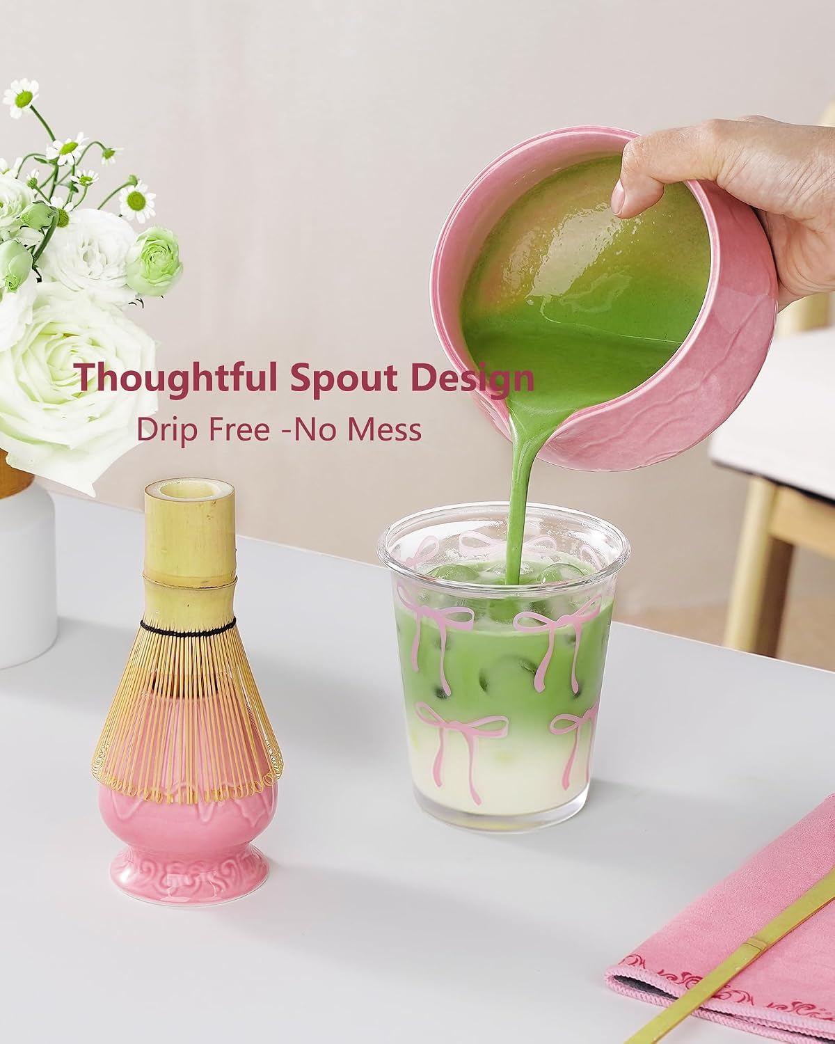 ZENS Premium Matcha Whisk Set, Matcha Kit for Matcha Latte, Green