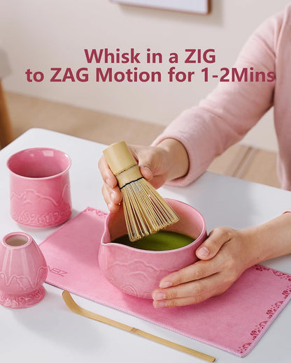 ZENS Premium Matcha Whisk Set, Matcha Kit for Matcha Latte, Green