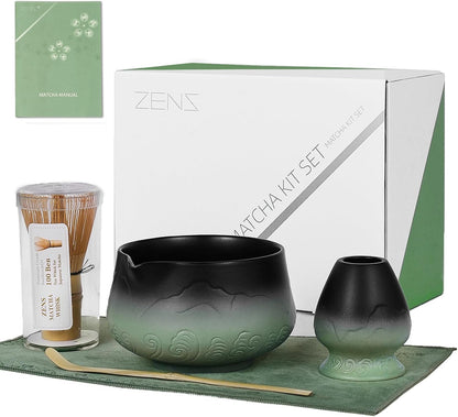 ZENS Premium Matcha Whisk Set, Matcha Kit for Matcha Latte, Green