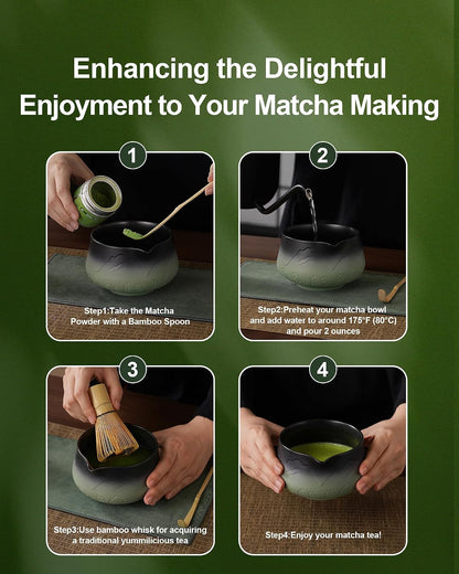 ZENS Premium Matcha Whisk Set, Matcha Kit for Matcha Latte, Green