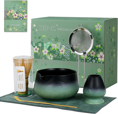 ZENS Premium Matcha Whisk Set, Matcha Kit for Matcha Latte, Green
