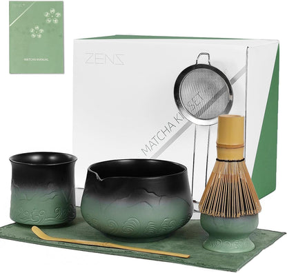 ZENS Premium Matcha Whisk Set, Matcha Kit for Matcha Latte, Green