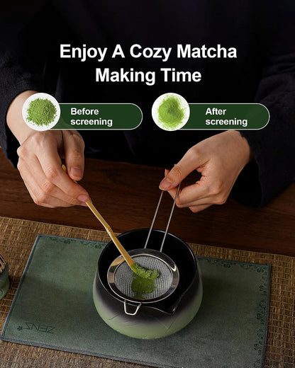 ZENS Premium Matcha Whisk Set, Matcha Kit for Matcha Latte, Green