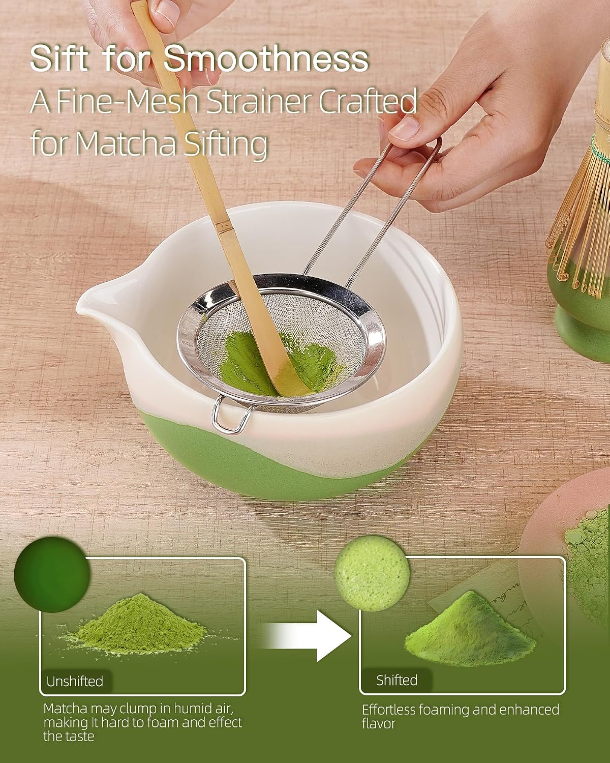 ZENS Premium Matcha Whisk Set, Matcha Kit for Matcha Latte, Green
