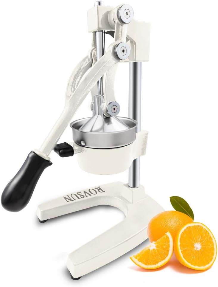 Professional Citrus Juicer Lemon Squeezer, Cast Iron Juicer, Commercial Manual Fruit Press Juicer for Lemon Pomegranate Orange Juice, Heavy Duty Hand Press and Lime Squeezer Stand (Black)