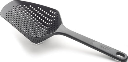 Scoop Plus Colander, Spoon Drainer/Strainer, Scoop, Drain and Serve, heat resistant up to 200°C (392°F), Dishwasher safe, Large, Black
